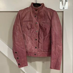 Women’s Pink Leather Biker‎ Jacket by Danier Leather.  Petite size US 2-4